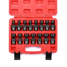 MIXPOWER 15-piece 3/8" Drive Shallow Universal Impact Socket Set, 6 Point, Metric, 8-22mm, CR-MO, Swivel Socket With Flexible Wobble…