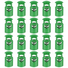 sourcing map 20pcs Plastic Cord Locks Single Hole Spring Toggle Stopper Clip Elastic Clasp Lock Fastener for Drawstring, Paracord, Bags, Clothing, Gloves String Lock Replacement, Green