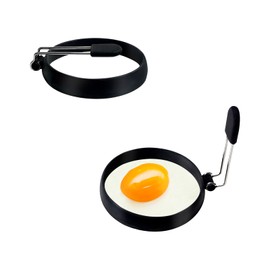 YOLCAR 2 Pack Black Nonstick Silicone Egg Rings, Upgraded Leak-proof Liquid Egg Bite Mold, Egg Mold for Frying eggs and Breakfast Sandwiches, Pancake