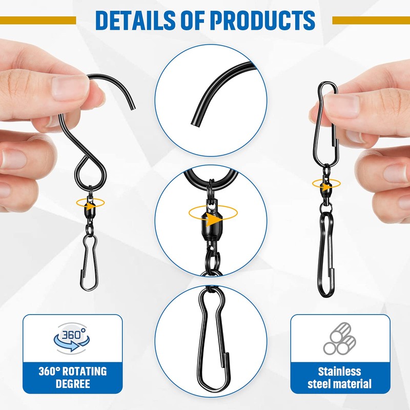Jetec 30 Pieces Wind Spinner Swivel Hooks 360 Degree Dual