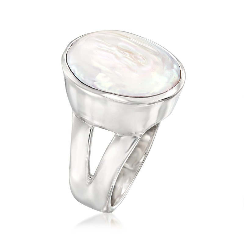 Ross-Simons 16.5-17.5mm Cultured Biwa Pearl Ring in Sterling Silver. Size