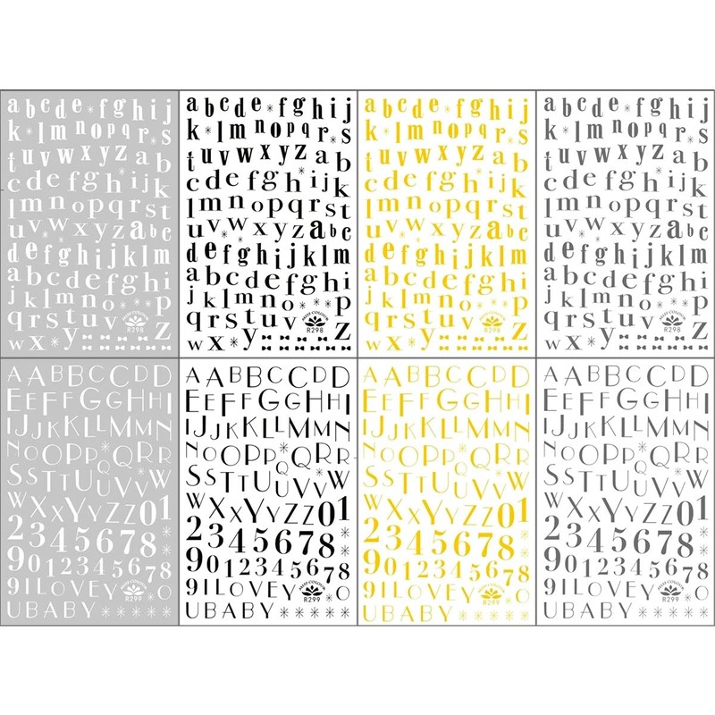 LANODO 8 Pcs Nail Stickers Alphabet 3D English Arabic Numerals
