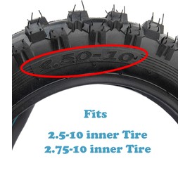 2.5-10 Dirt Bike Tire, 2.5-10" Off-Road Tire and Inner Tube Set, 2.50/2.75-10 Dirt Bike Replacement Inner Tubes, Compatible with Honda XR50/CRF50, Suzuki JR50/DRZ70, and Yamaha PW50
