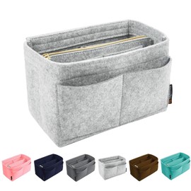OMYSTYLE Lightgrey Organizer Insert, Felt Tote Bag Organizer Insert with 5 Sizes, Handbag Dividers for Inside Purse, Compatible with Longchamp, Neverful, Speedy and More