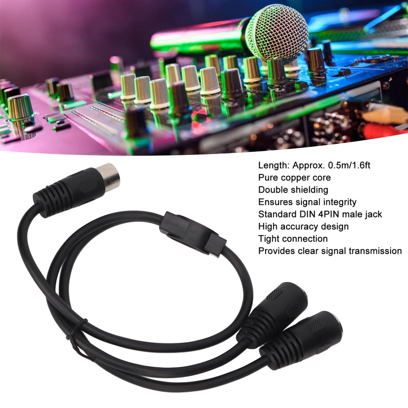 DIN 4PIN to 2DIN 4PIN Adapter Cable Professional Male to