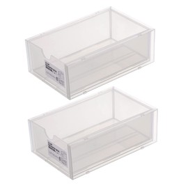 Healeved 2pcs Stackable Drawer Storage Box Transparent Organizing Container for Office Stationery Cosmetics and Supplies