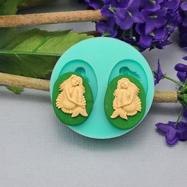 Findings Stop Mermaid 2 Cameos Flexible Silicone Mould for Crafts, Jewelry, Resin, Scrapbookin