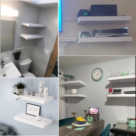 SISHHOME Floating Shelves 24 x 12 x 2 inches Set of 2,Large Wide Panel Hanging Wall Shelf for Kitchen Room,Study Room,Bedroom,Barthroom