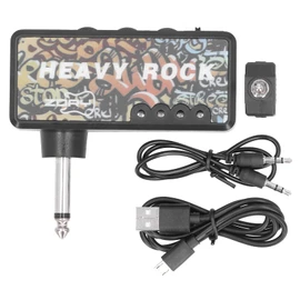 Electric Guitar Bass Headphone Amplifier with LED Power Indicator for Distortion Adjustment, Lightweight Design for Portable Use, for Music Lovers, ABS Material, Default