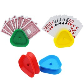 Lewyuel Set of 4 playing card stands, card holder children, triangle playing card holder, card holder, children's playing card storage, for adults, seniors, children, disabled