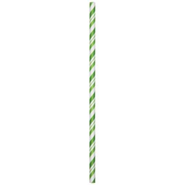 Club Pack of 144 Lime Green and White Striped Straw Party Favors 7.75"