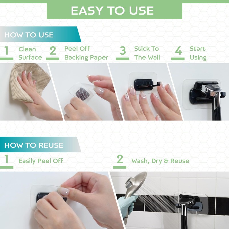 Hook LAB Self Adhesive Shower Razor Holder 2 Pack -