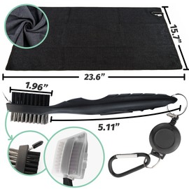 Golf Essentials Kit, 29 in 1 Golf Club Cleaning Kit - Golf Towel, Golf Club Brush, Gift Golf Balls, Golf Line Stencils and Pens, Golf Tee and Markers, Golf Divot Repair Tool - Golf Accessories for Men
