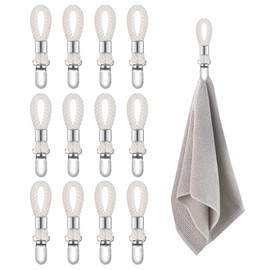 Pack of 12 Towel Clips, Hanger for Towels, Towel Hangers - Towel Hanger Without Sewing for Living Room, Towel Clips, Towel Clips with Loops, Bathrooms and Cabinets