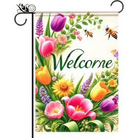 BlissYard Welcome Spring Garden Flag 12x18 Double Sided Flower Seasonal Small Flags For Spring Summer Outside Outdoor Decor Yard Farmhouse Holiday Decorations Yard Flags