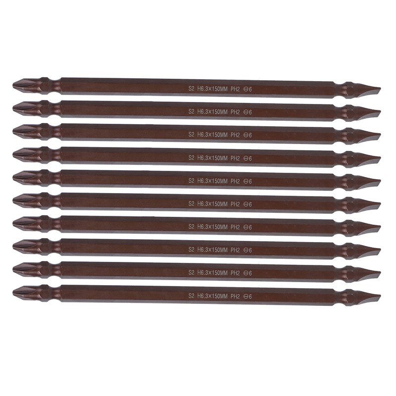 10Pcs Double End Screwdriver Bits H6.3 Magnetic CrossShaped Bit Long