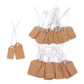 200Pcs Mini Kraft Price Tags with Elastic Strings, 2 Sizes Blank Labeling Tags 1.3x2.6cm/0.5X1in and 1.9x3.3cm/0.7x1.3in, Jewelry Tags Labels for Clothing, Gift (2 Size)