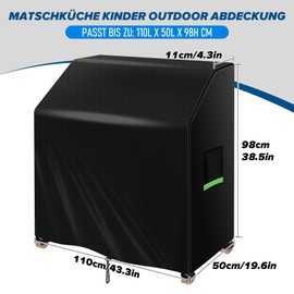 Maxawe Mud Kitchen Cover, 110 x 50 x 98 cm, 420D Oxford Fabric, Waterproof, Dustproof, Tear-Resistant, Weatherproof, UV-Resistant, Durable Grill Cover, Protective Cover for Children's Kitchen,