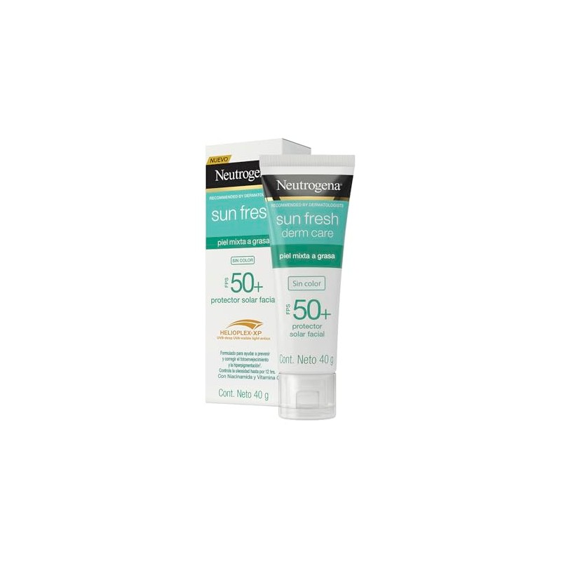 Neutrogena Sun fresh Protector Solar Facial sin color Dermcare Niacinamida