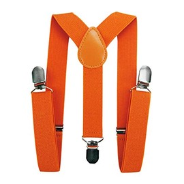 axy HTK25-1 Children's Boys Braces Y Shape Wide 2.5 cm with 3 Strong Clips Can be Combined with Bow Tie Plain Colours, orange, 7-12 Years