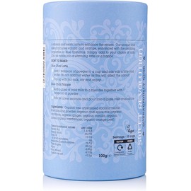 Sweet Revolution Blue Chai Latte with Spirulina Barista Blend 100g tub. Caffeine Free, Gluten Free, Dairy Free, Refined Sugar-Free.
