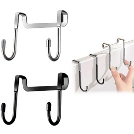 XINCHENG 2PCS Over Door Hooks for Hanging, Double Hook s Type Heavy Duty Door Hook Hanger for Kitchen, Bathroom, Drawer, Cabinet Door to Hang Bags, Towels, Coat