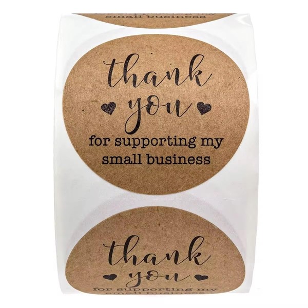 Eco Kraft Thank You Stickers – 1” Round, 500 Labels