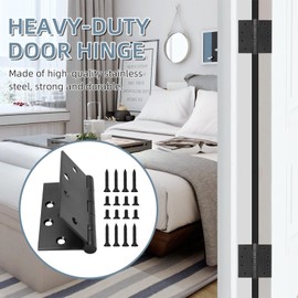 4.5" Heavy Duty Stainless Steel Door Hinge, 6 Pack 4.5 x 4.5 Inch Ball Bearing Door Hinges with Square Corners for Commercial and Residential Doors, Matte Black