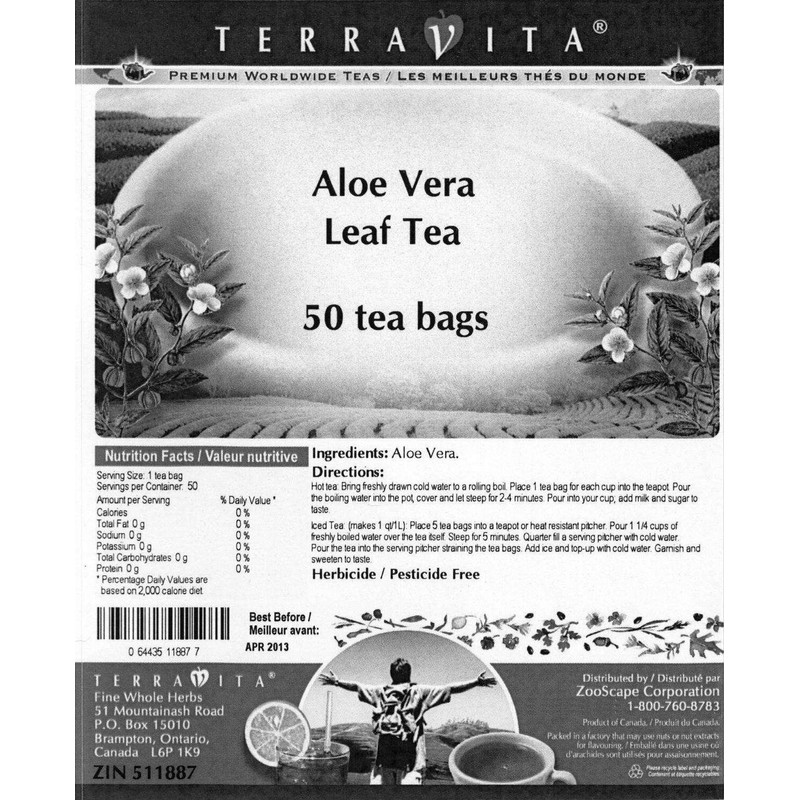 Aloe Vera Leaf (Lu Hui) Tea (50 tea bags, ZIN: