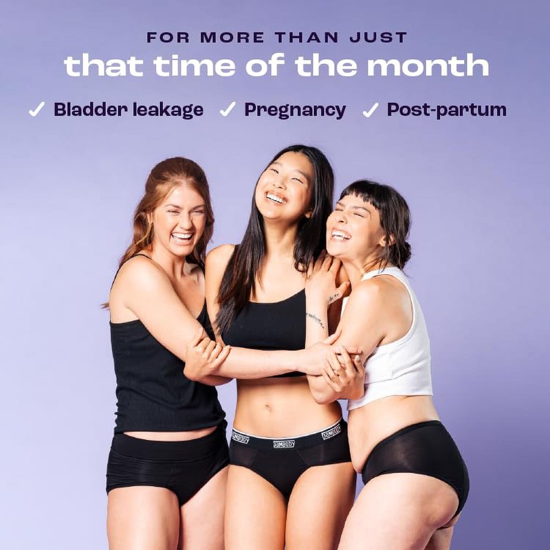 Bambody Absorbent Hipster, 5th Gen - Large, 3 Pack, Black