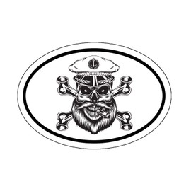 WickedGoodz Oval Sea Captain Decal - Sailing Bumper Sticker - Boating Sailor Sticker