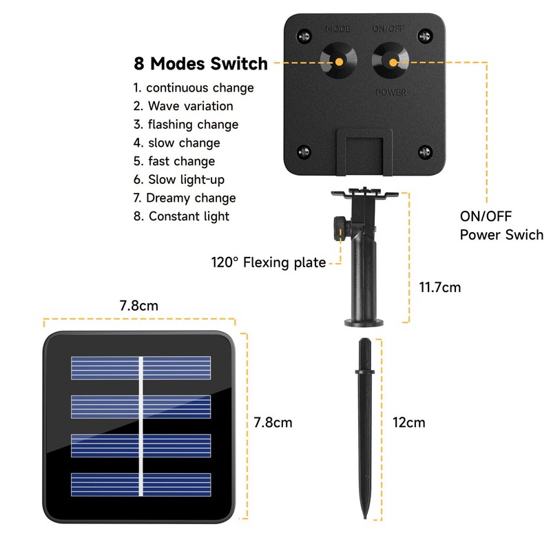 66FT Solar String Lights Outdoor Waterproof, 200LED Solar Christmas Lights