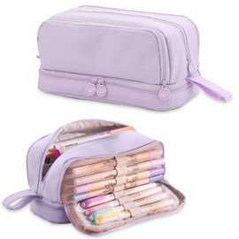 Estuche para lápices de gran capacidad,bolsas de lapices;estuche con 4 compartimentos,almacenamiento de papelería,adecuado para niños y niñas,adecuado para la escuela,oficina (Púrpura)