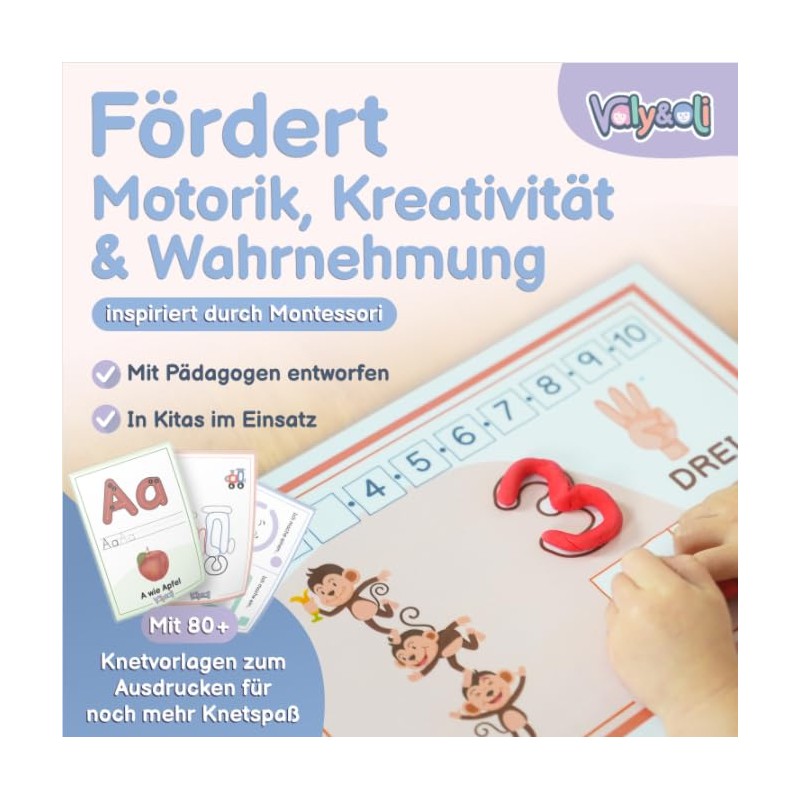 Valy&Oli® Knete - Extraweiche Naturknete - Vegane Bio Knete -