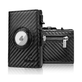 KLOMORE Geldbörse Airtag Herren Klein (Airtag Nicht enthalten) Minimalist Wallet mit Münzfach RFID Schutz Geldbeutel Portmonee Kartenetui Portemonnaie Kreditkartenetui