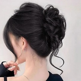 Natural black wavy bun hair pin wig x 2 (KYR-WFHX02O) / 내추럴블랙 웨이브 올림머리 집게핀 가발 X2개 (KYR-WFHX02O)
