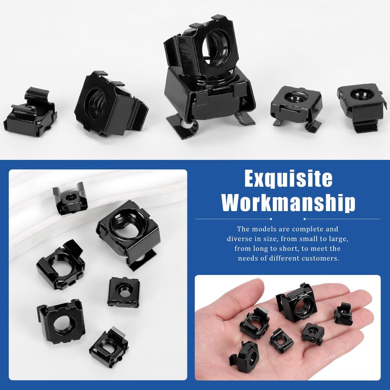 Glarks 48pcs Black Snap-in Cage Nut, M4 M5 M6 M8