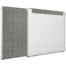 TUDIA SKN FLIP Designed for Onyx Boox Go Color 7 Case (2024) - [Enhanced Auto Wake/Sleep Technology] Shockproof Slim Transparent TPU Back with Textured Leather Trifold 7" Cover (Grey)