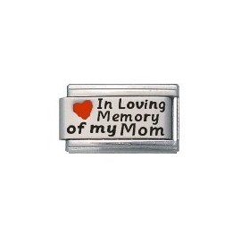 in Loving Memory of My Mom Enamel Red Heart Laser Italian Charm