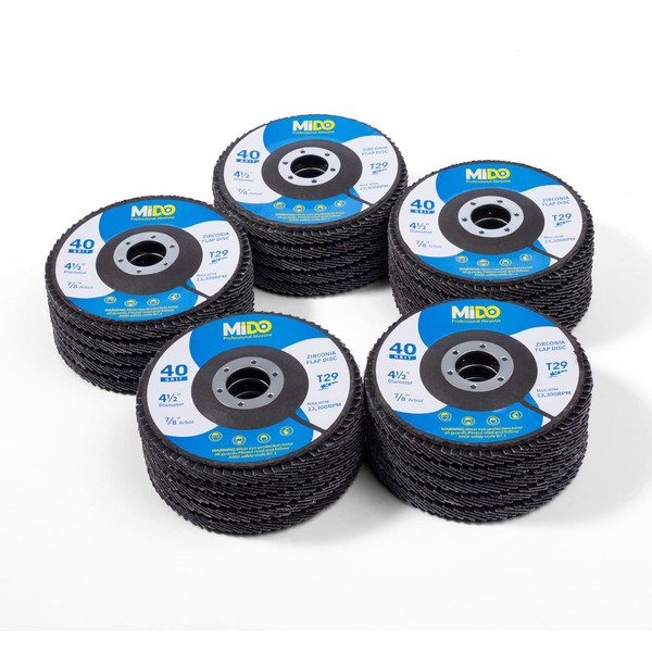 MIDO Professional Abrasive Flap Discs Angle Grinder 25PCS 40 Grit