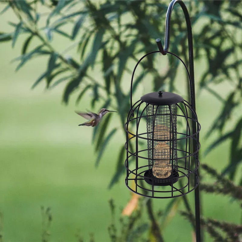 Iron Cage Bird Feeder Metal Bird Food Dispenser Hanging Feeding
