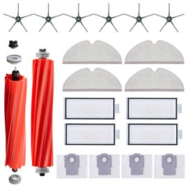 Alloytool 20 St1ck Zubeh?rset f1r Roborock Q7 / Q7+ / Q7 Max / Q7 Max+ Staubsauger Ersatzteile Enth?lt 2 Hauptb1rste 4 Wischt1cher 4 HEPA-Filter 4 Staubbeutel 6 Seitenb1rsten (Schwarz)
