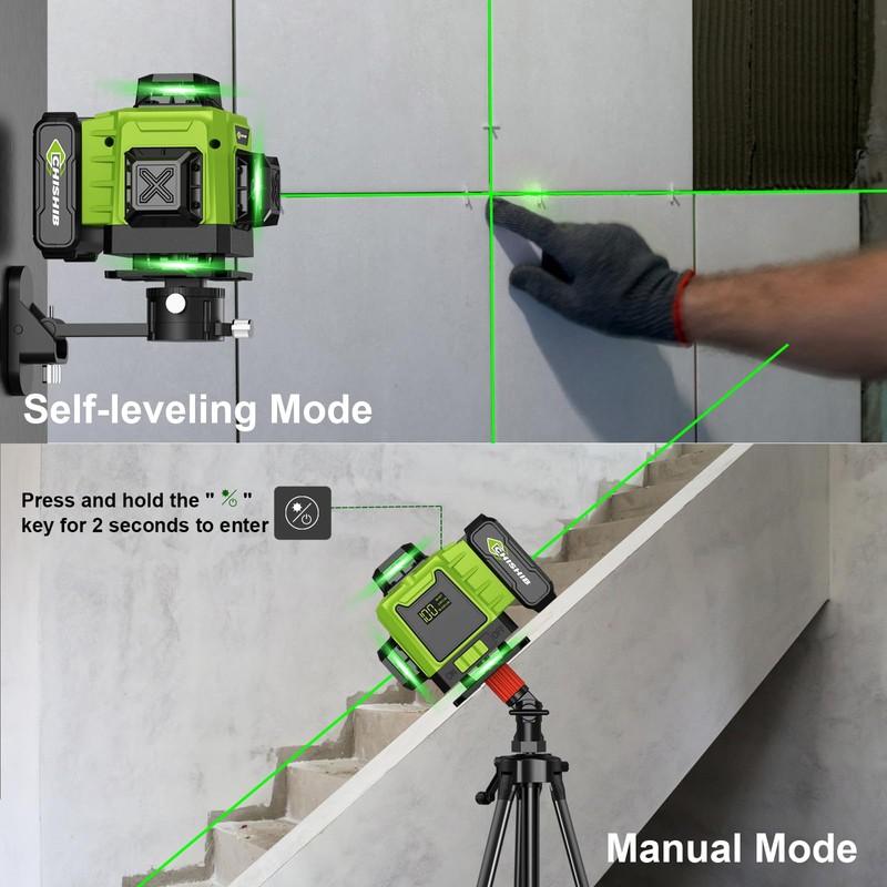 16 Lines Green Laser Level Kit -4x360° 4D Self-Leveling Cross