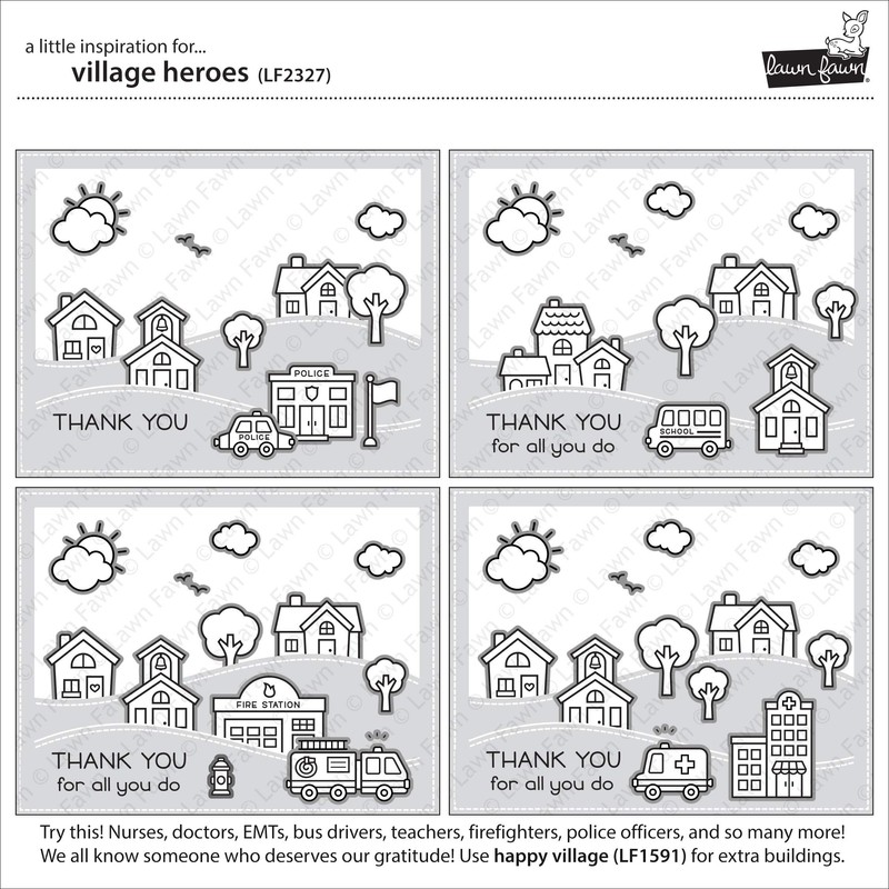 Lawn Fawn LF2327 Village Heroes 4x6 Clear Stamp Set