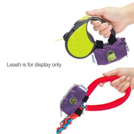 Blueberry Style Dark Orchid Dog Waste Bag Dispenser, Solid Color Trash Bag Dispenser with 2 Auto Locking Zipper, Dog Poop Bag Holder Leash Attachment, Includes 1 Roll of Free Poop Bags