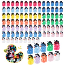 100pcs Mini Resin Cowboy Ducks with Sunglasses, Colorful Miniature Resin Ducks Tiny Duck Figures for Craft Garden Landscape Home Decorations (10 Colors)