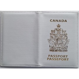 Waterproof Faux Leather Canadian Passport Holder with Card Slot, Black & Blue & Brown & White & Pink & Red - Durable, Stylish, Travel Document Protector (White)