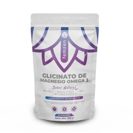 Glicinato de Magnesio en polvo para mujeres | Mezcla con Omega 3, Zinc y Colageno | Alta abosircion, Energia y Bienestar General | Suplemento Alimenticio con 300gr