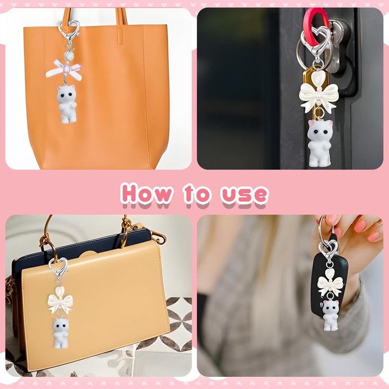 VARKAGE Pack of 2 Cute Y2K Cat Keyrings, Plush Cat