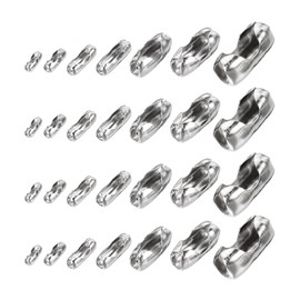 MECCANIXITY Ball Chain Connector Clasps, Stainless Steel Replacement Cord Connector Fit for 1.5/2/2.4/3.2/4.5/5/6mm Beaded Ball Chain, Silver Pack of 105